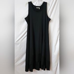 Logo Lori Goldstein Hi Low Midi Dress Plus Womens 1X Black Sleeveless Witchy